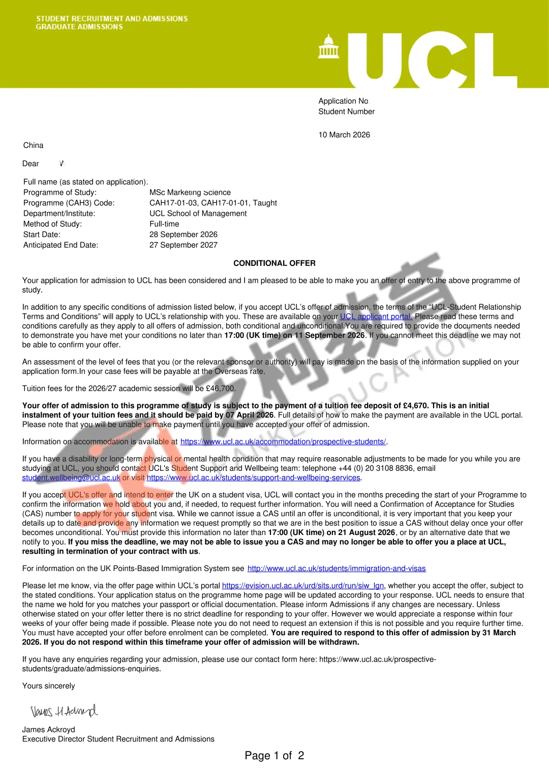 AI赋能营销——UCL管院稀有好项目 营销科学硕士录取!恭喜经济学员!