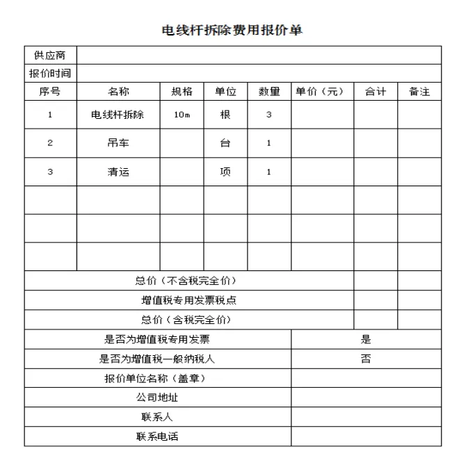 章贡区沙河站东农贸市场原变压器台架电杆机械拆除询价公告