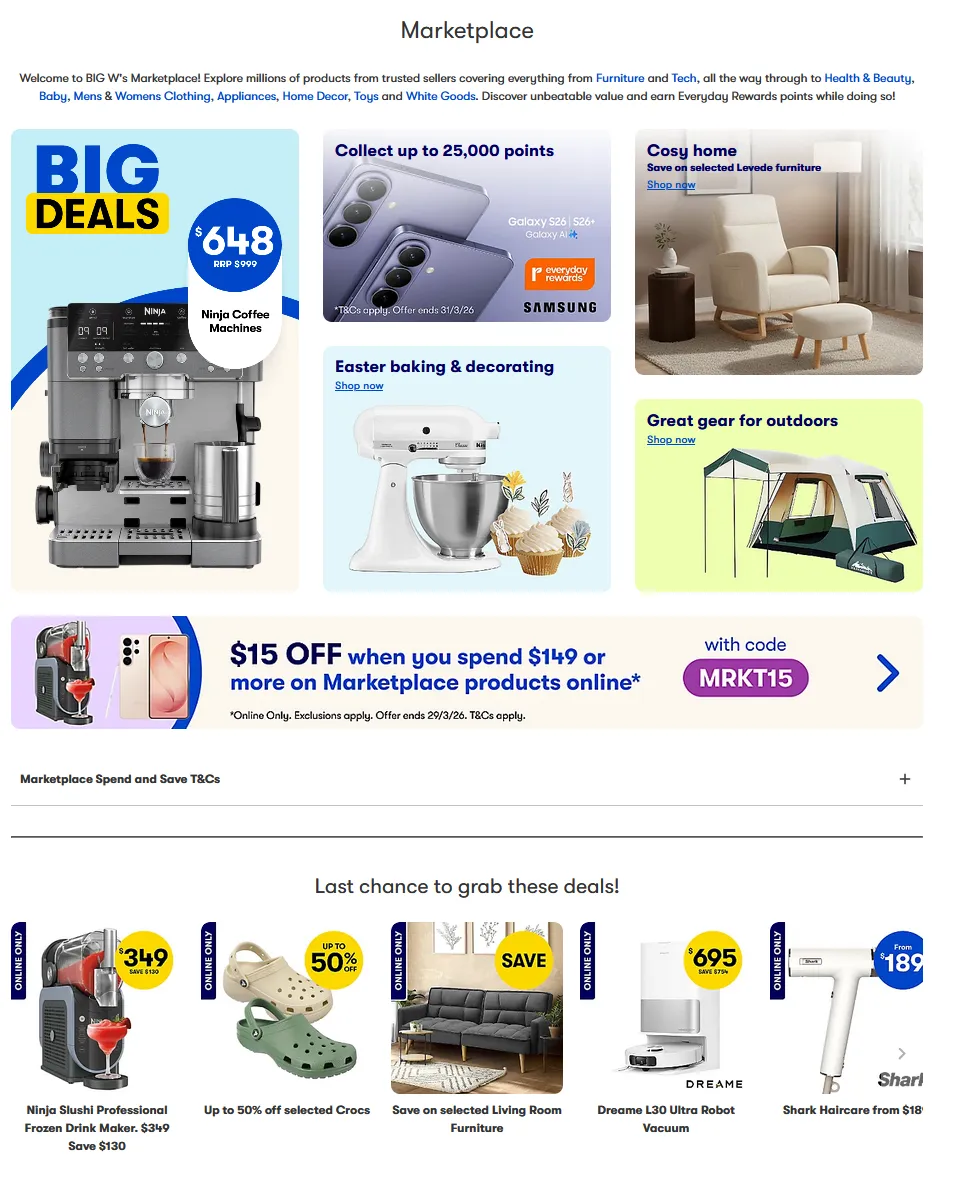 【Big W】市场 最新满减折扣码