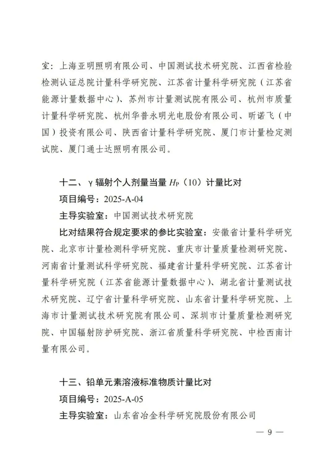 市场监管总局关于25项国家计量比对结果的通告