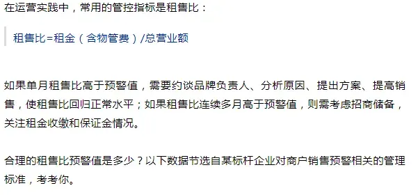 租户销售预警参考标准