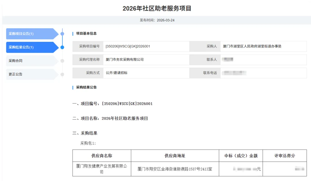 再中标!翔发健康成功进军岛内养老市场!