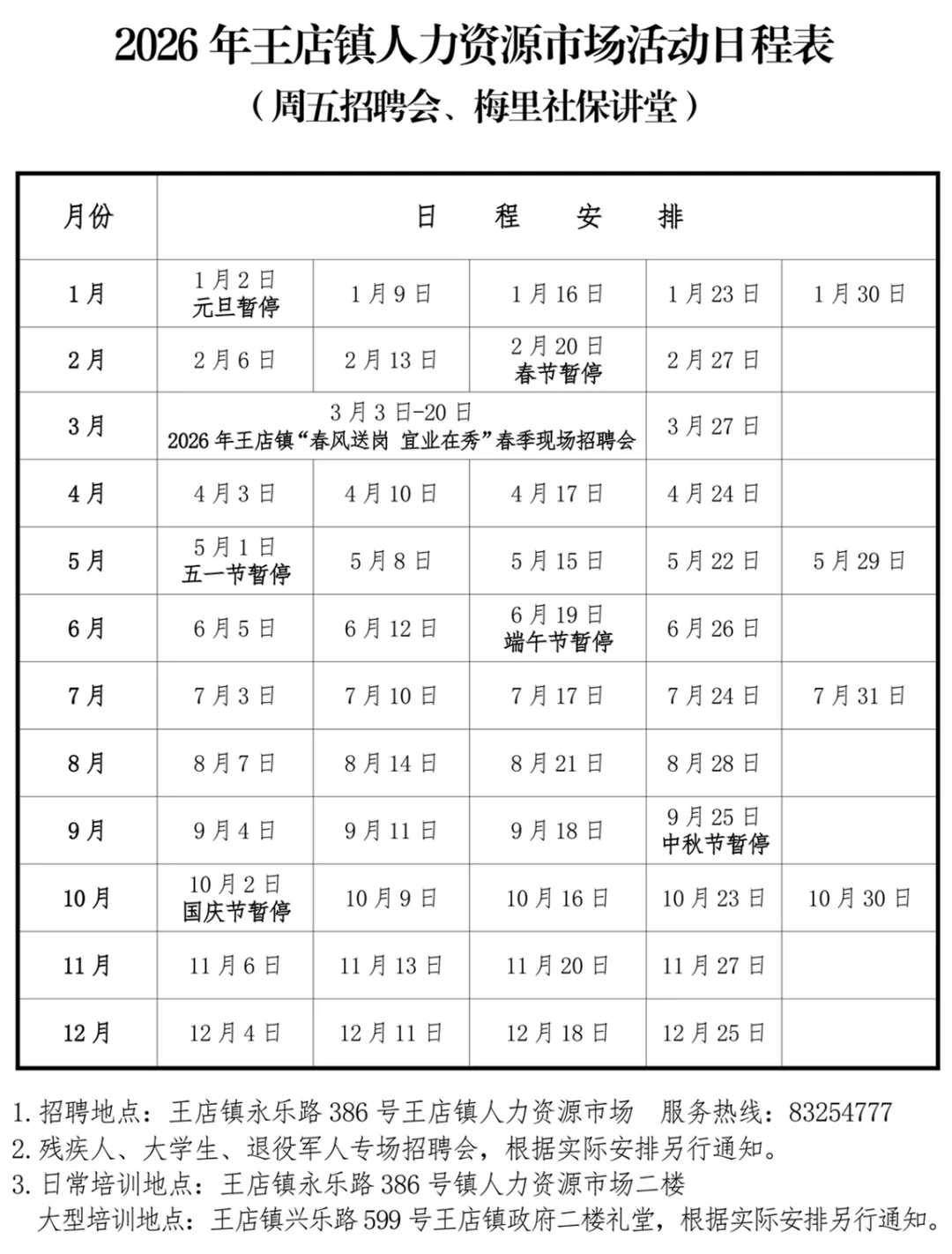 招聘信息 | 王店镇人力资源市场第135期“周五招聘”通知