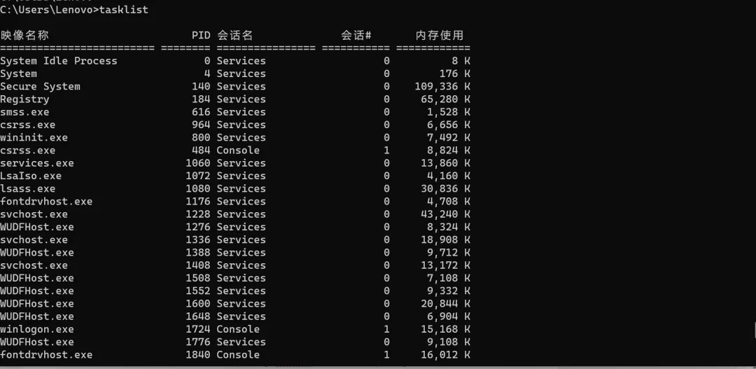 每天一个计算机小知识:tasklist命令