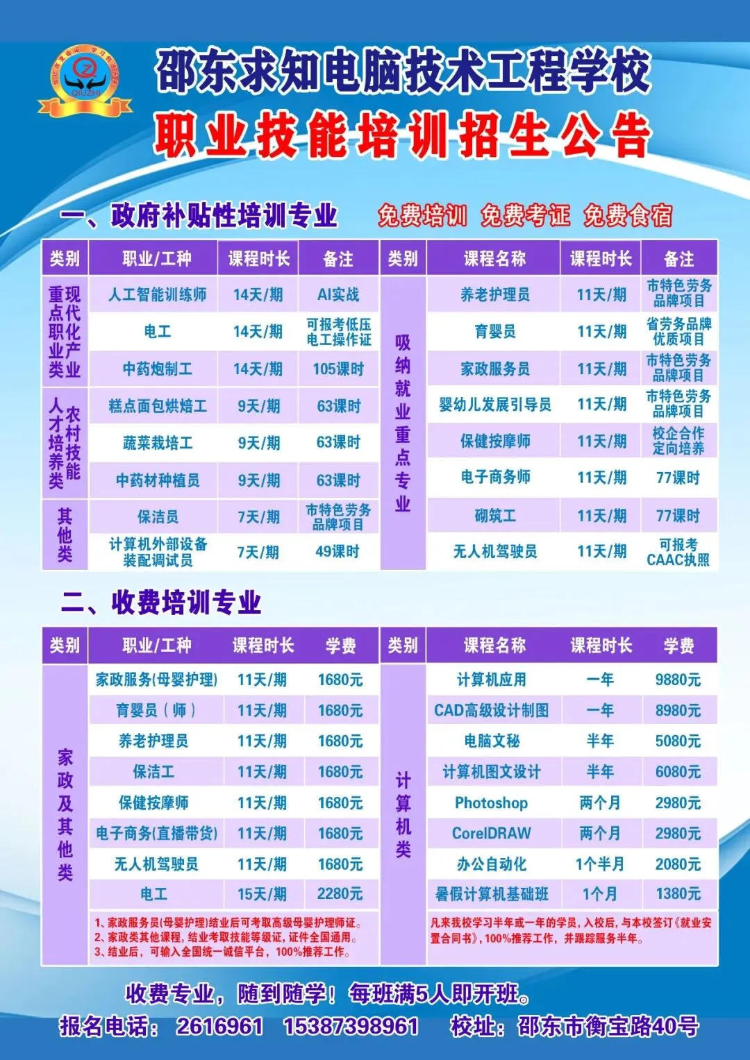 学技能有补贴!邵东求知电脑技术工程学校4月职业技能培训上新→