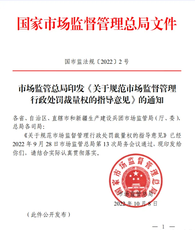 关注 | 规范市场监管行政处罚裁量权新规发布!