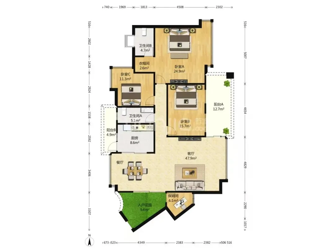 【5星香蜜湖豪宅·低于市场成交价4+1房/160平】带顶级学位+固定车位+入户花园