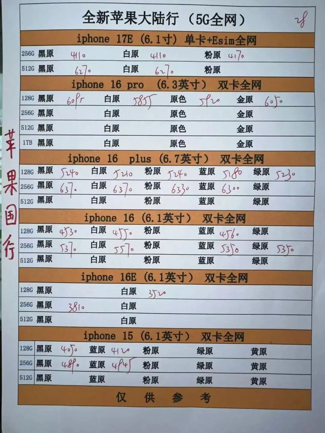 深圳华强北手机市场报价:3月28号
