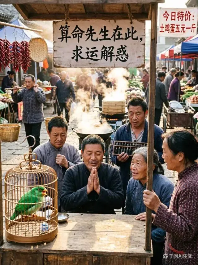 农贸市场里的卦摊