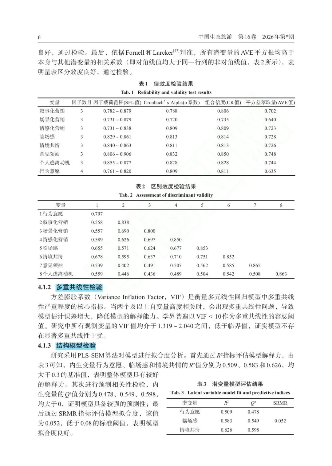 情理交融:短视频营销内容影响旅游者行为意愿的作用机制