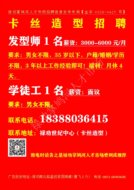 【禄武招聘】禄劝掌鸠河人才市场本地招聘汇总第0329期(图片、文字、语音同步招聘)