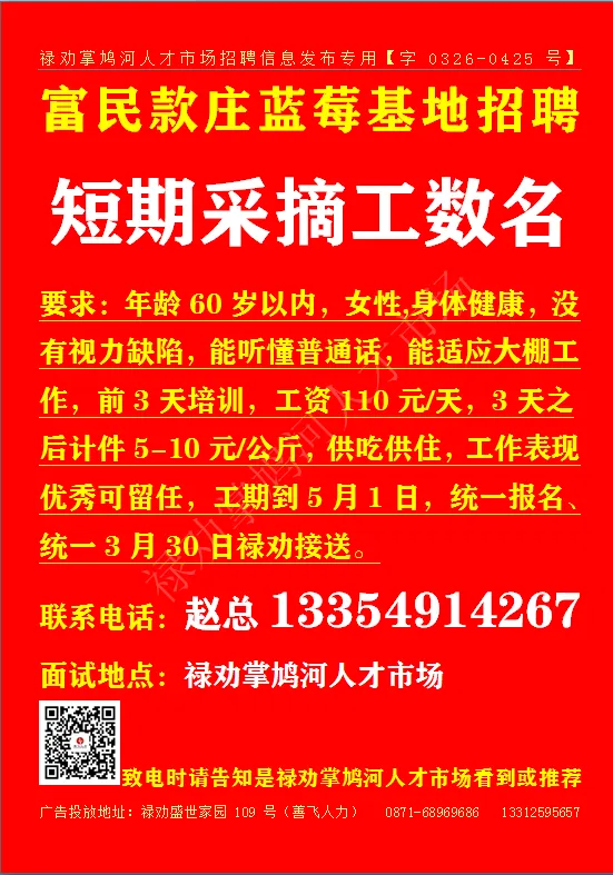 【禄武招聘】禄劝掌鸠河人才市场本地招聘汇总第0329期(图片、文字、语音同步招聘)