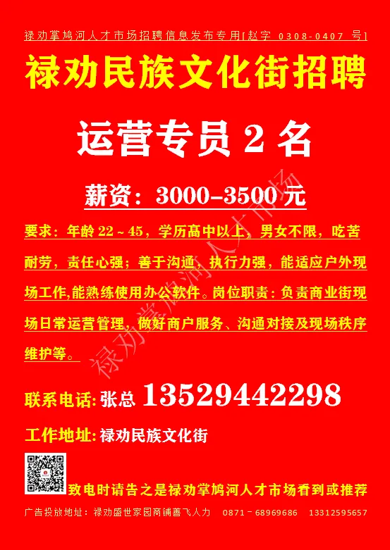 【禄武招聘】禄劝掌鸠河人才市场本地招聘汇总第0329期(图片、文字、语音同步招聘)