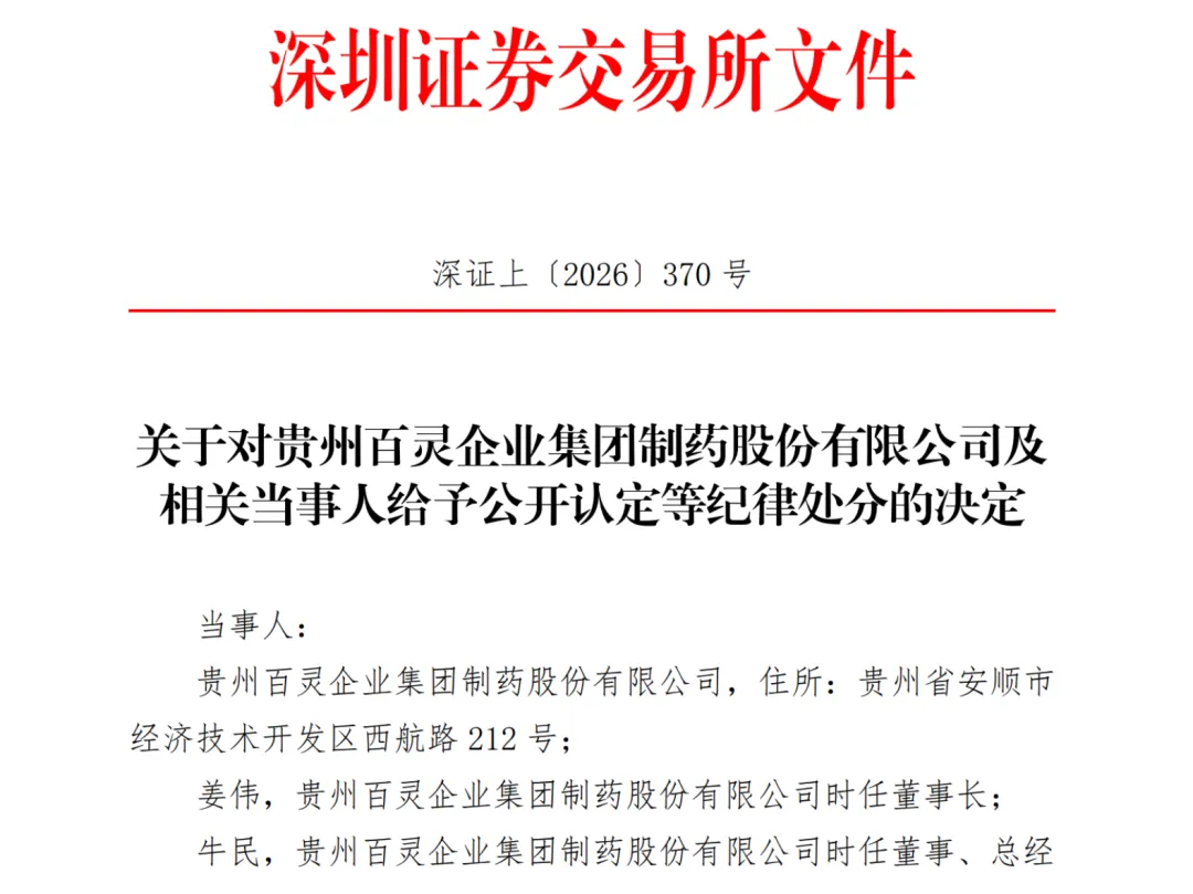 贵州百灵4年财务造假!原董事长10年市场禁入