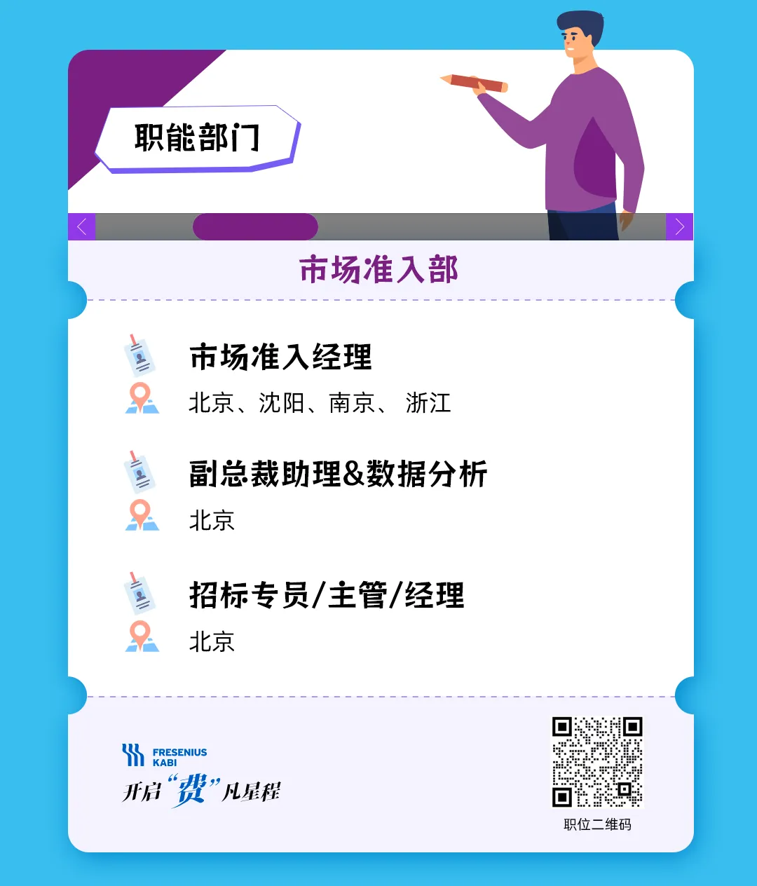 费森尤斯卡比职位上新,全国招聘区域市场经理、医药代表、学术专员等,费凡星程,职等你来!