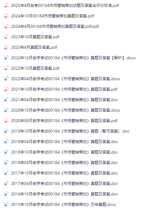 自考|00184《市场营销策划》,复习资料+历年真题及答案