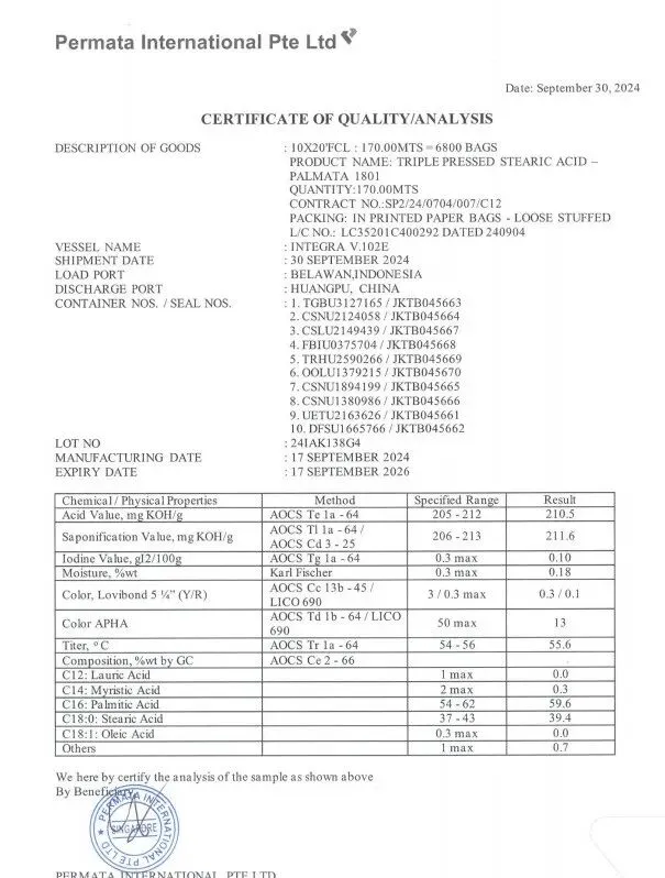 硬脂酸的性质、生产、应用与市场全解析