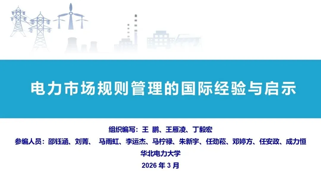 王鹏、王雁凌、丁毅宏:电力市场规则管理的国际经验与启示