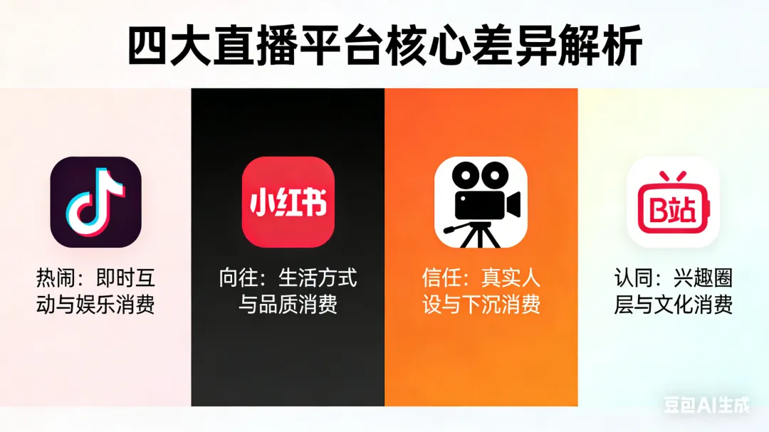 数智营销研究:四大直播平台核心差异解析:热闹、向往、信任与认同,藏着不同的消费底层逻辑
