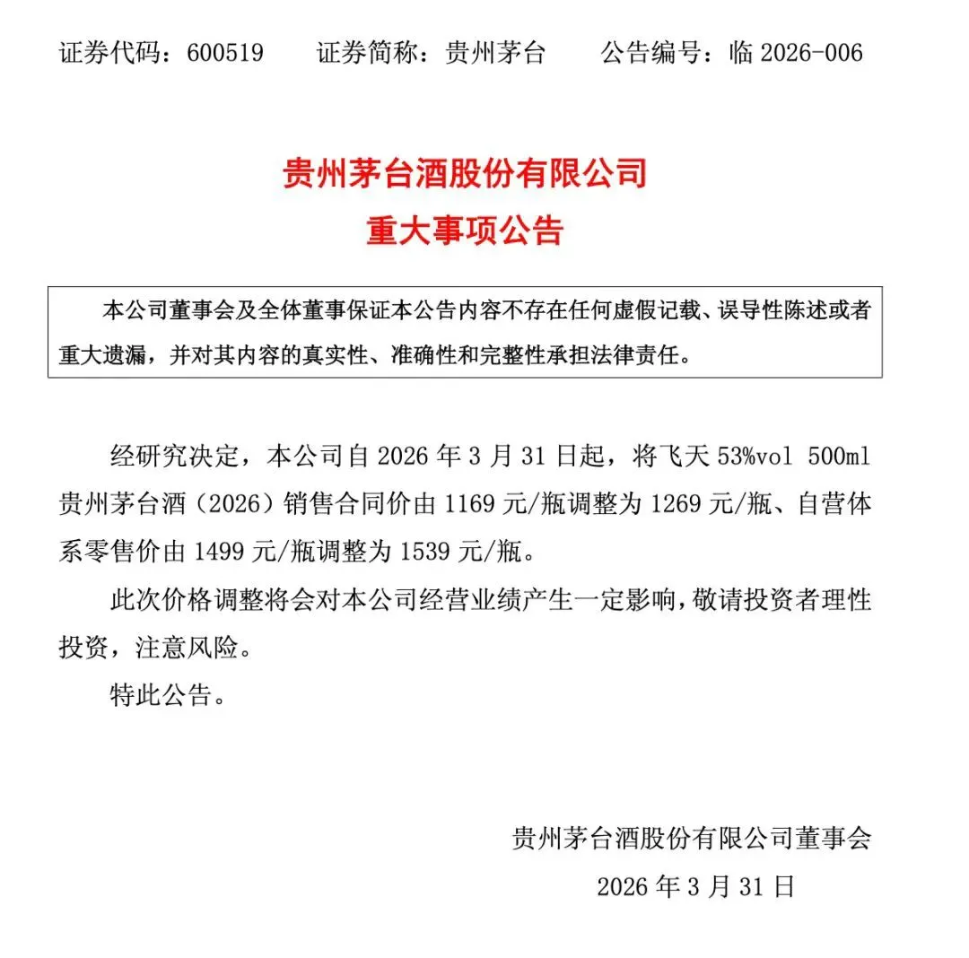 茅台动价了,这次直接涨向市场