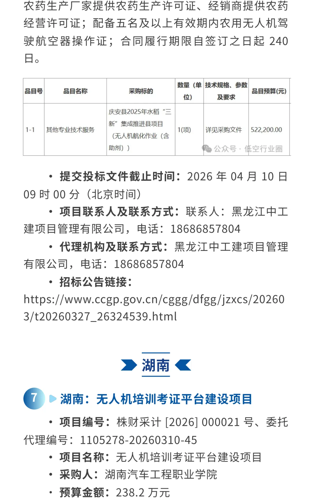 低空市场 | 本周招投标项目推送