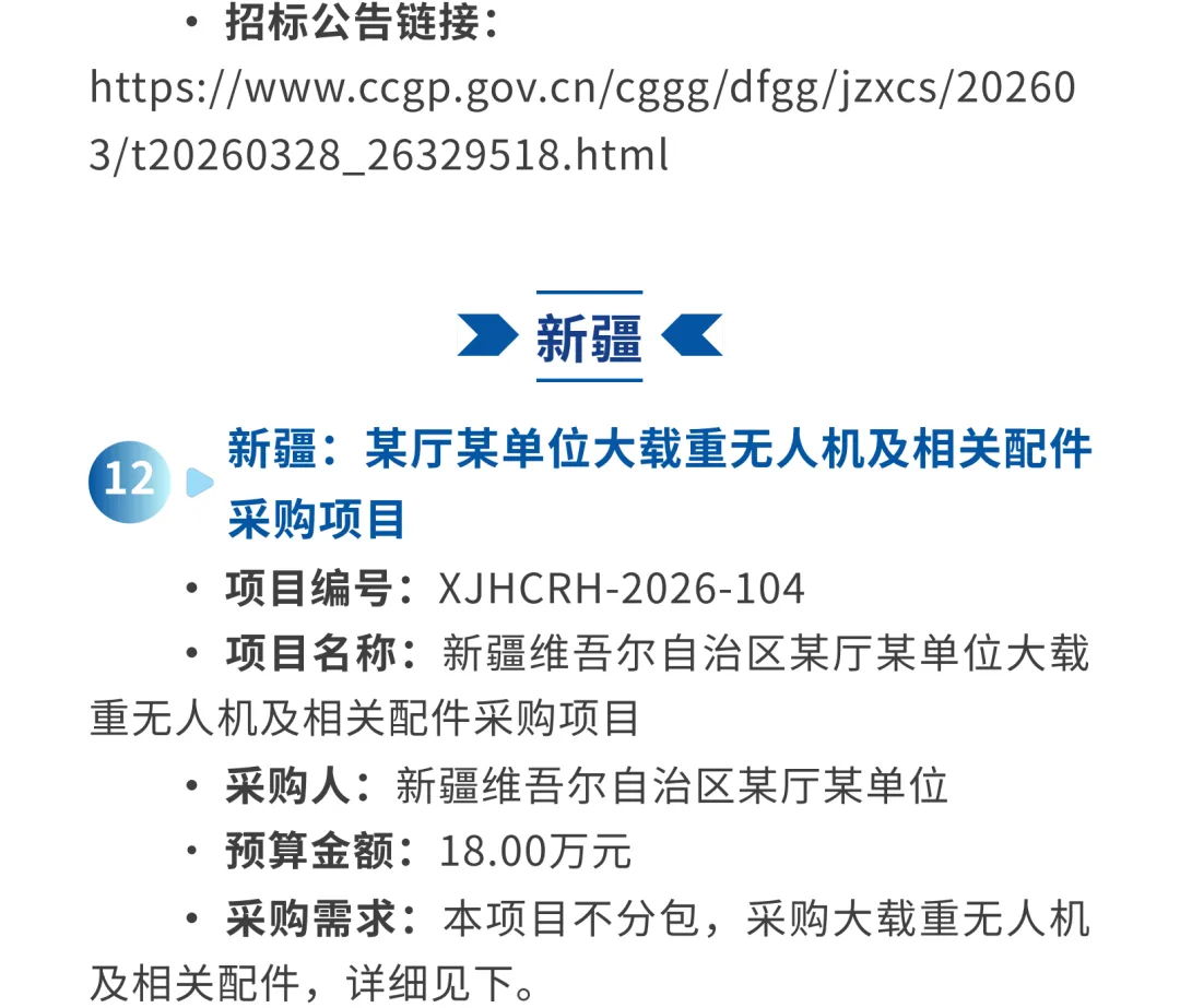 低空市场 | 本周招投标项目推送