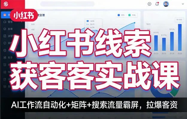 网创项目:小红书线索获客实战课,AI工作流自动化+矩阵+搜索流量霸屏,拉爆客资
