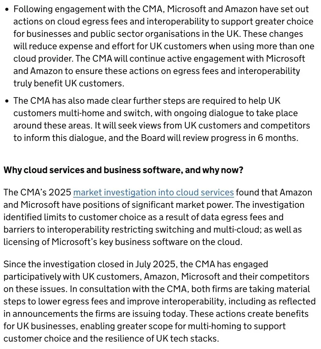 英国竞争与市场管理局对微软云服务及办公软件产品涉嫌垄断问题采取执法行动