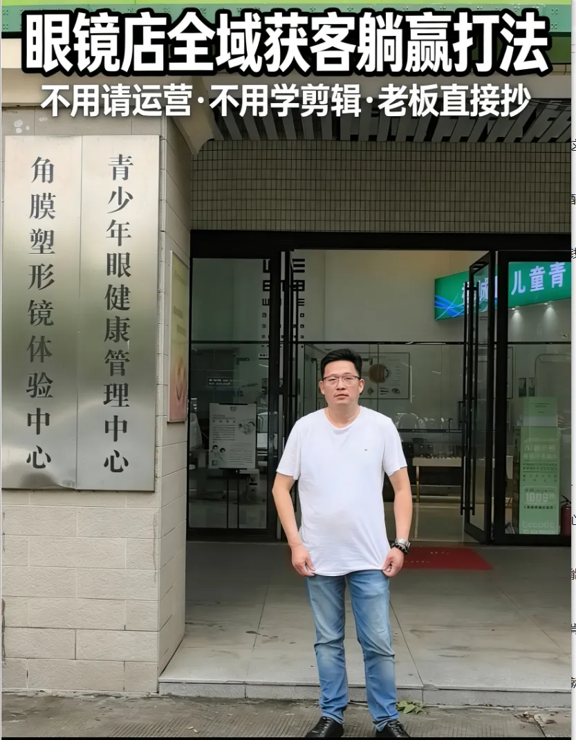 眼镜店老板必看!全域获客不用请运营剪辑,四强哥这套“躺赢打法”直接抄!