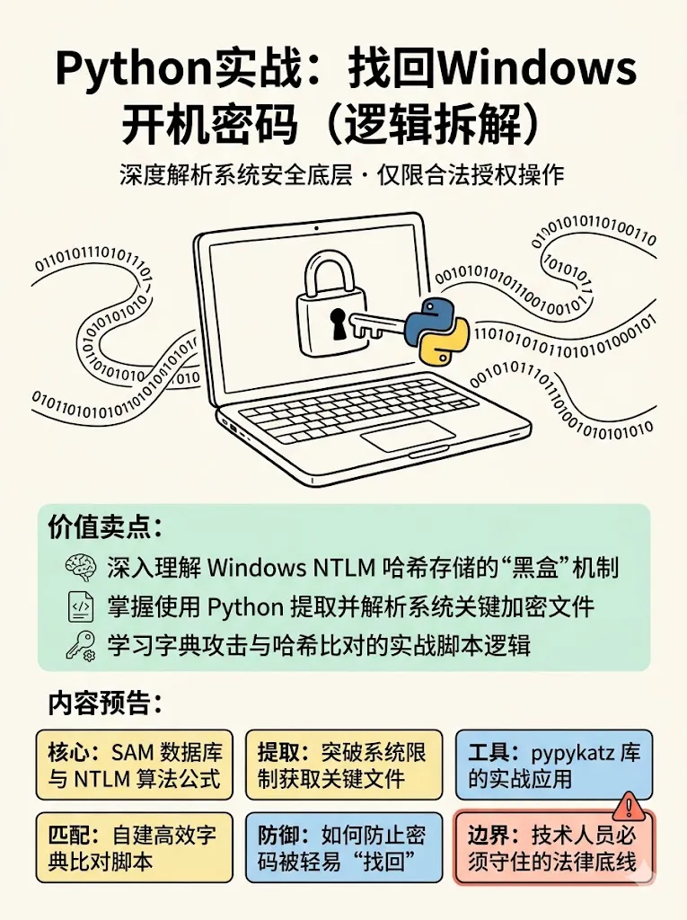 Python技巧:找回Windows开机密码(仅限合法授权)