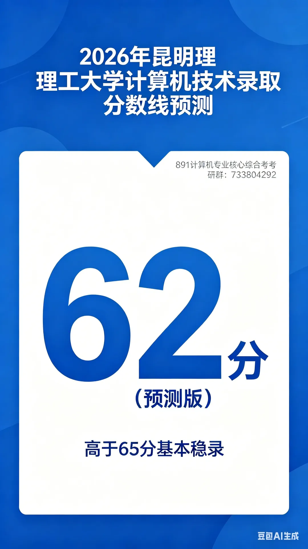 2026年昆明理工大学计算机技术考研录取分数线(预测版)