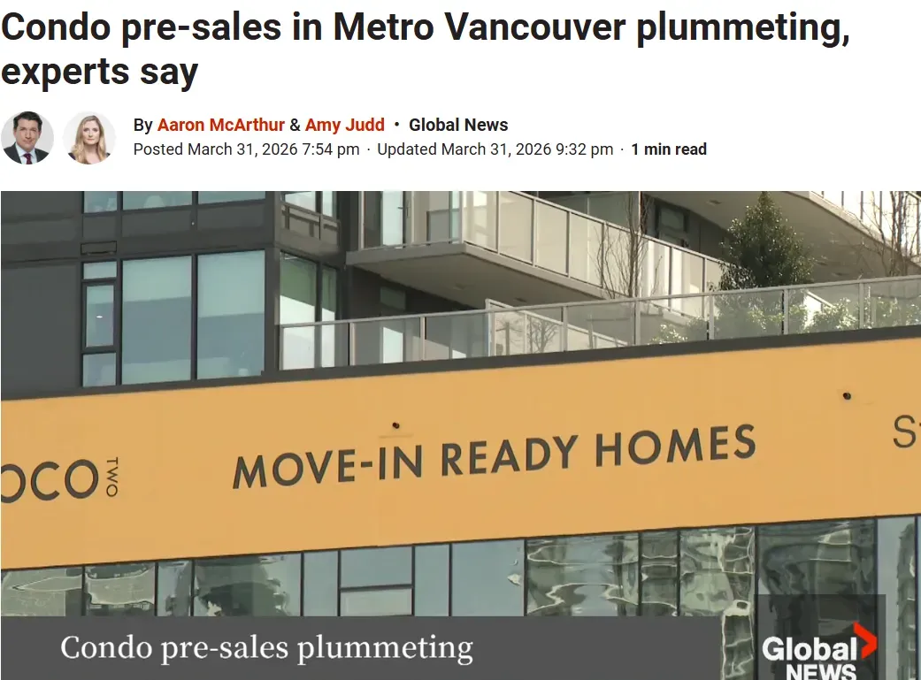 【史诗级断崖】大温楼花市场崩盘!销量暴跌 98%,3500 套新房滞销,开发商集体求救