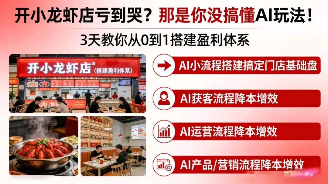 AI小龙虾:3天从0到1搭建盈利体系,获客成本降50%,利润翻3倍!