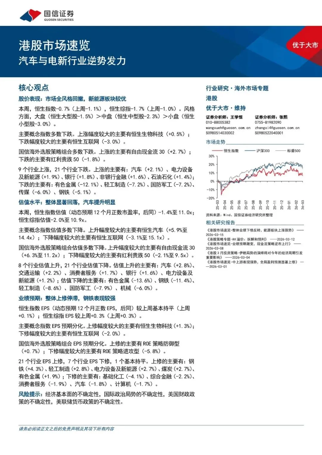 港股市场速览:汽车与电新行业逆势发力(附下载)