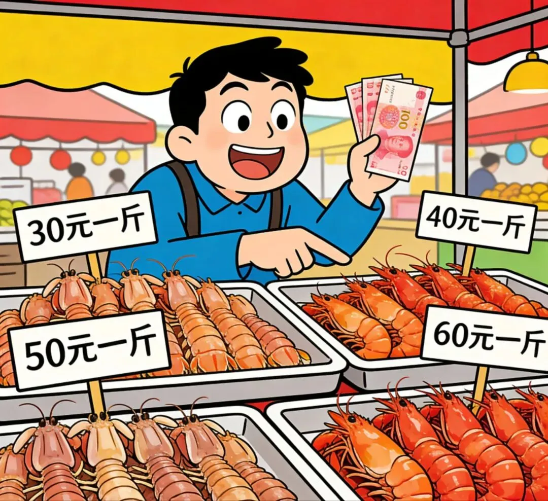 市场虾爬子卖爆!四种价位挑花眼,30元一斤百元拿下超解馋
