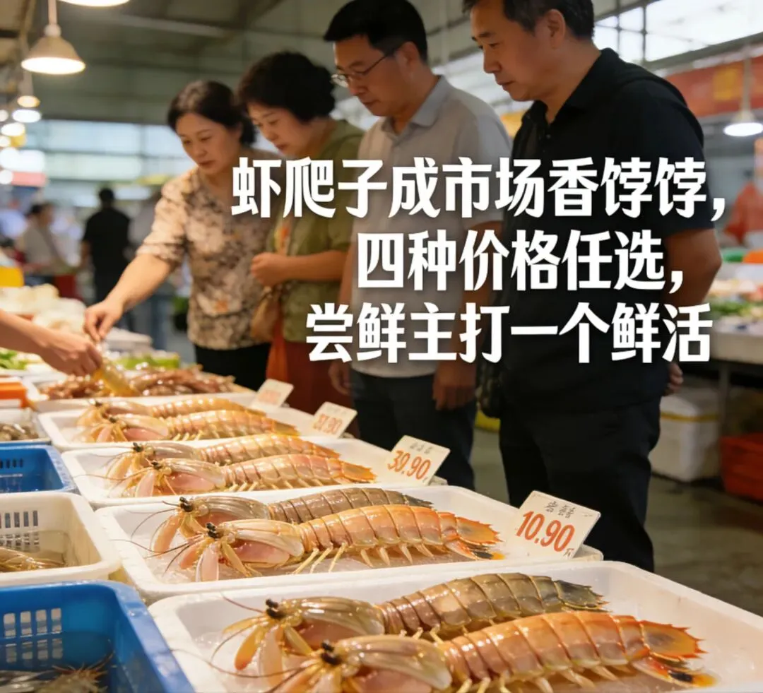 市场虾爬子卖爆!四种价位挑花眼,30元一斤百元拿下超解馋