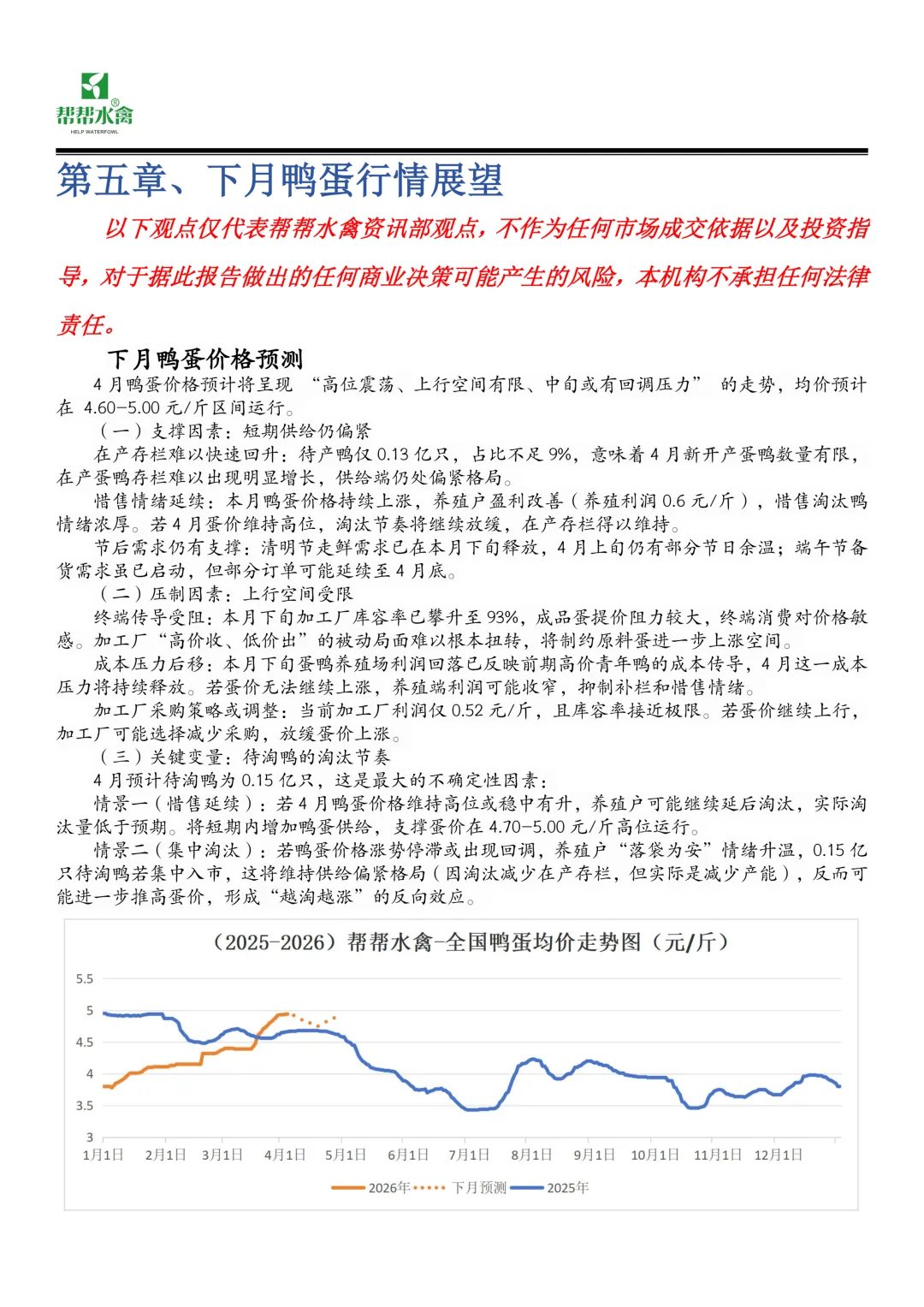 帮帮水禽全国蛋鸭市场月度报告(2026.3.1-2026.3.31)