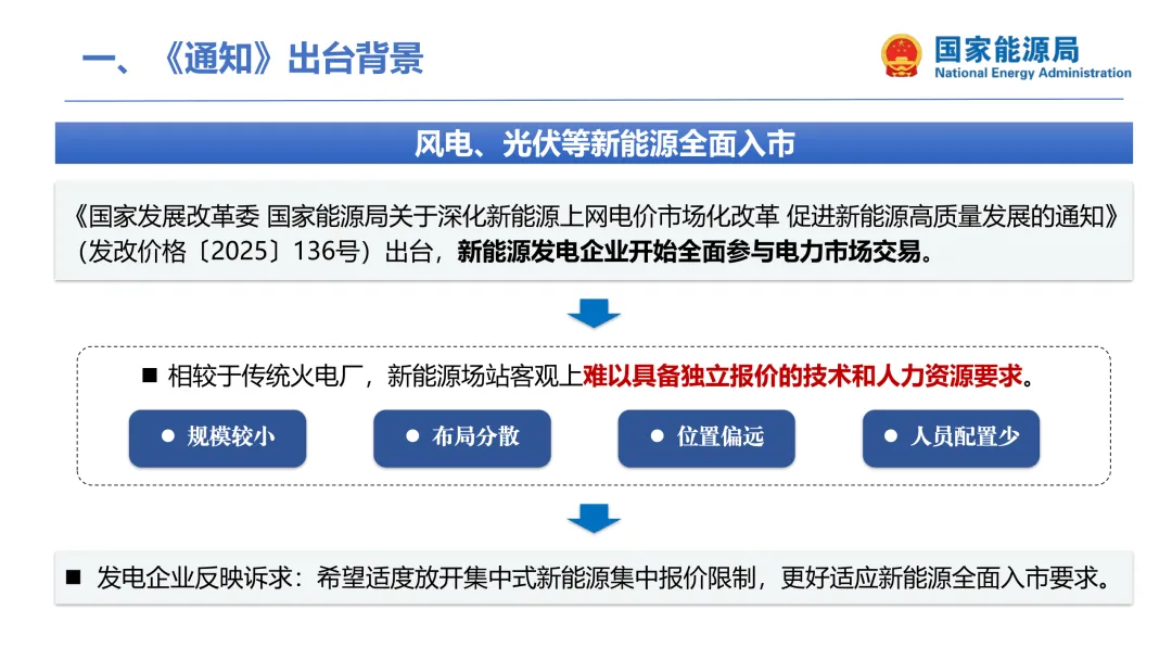 国家能源局:集中式新能源市场报价政策解读