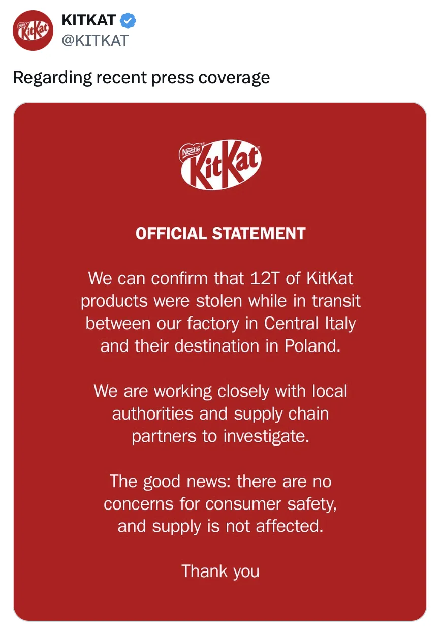 海外营销者周刊#001:12吨的巧克力被偷了?