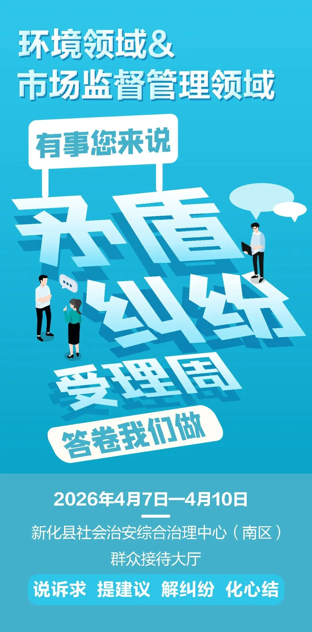 关于开展环境领域和市场监督管理领域矛盾纠纷受理周的通告