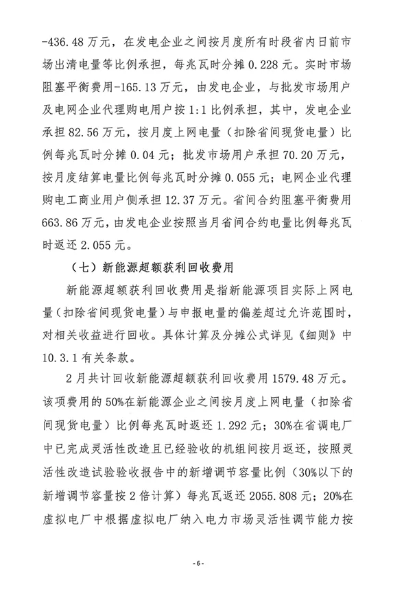 山西2026年2月电力市场运营费用结算情况:机组启动补偿费用1858万元,新能源超额获利回收1579.48万元