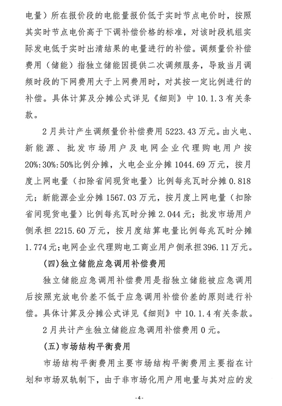 山西2026年2月电力市场运营费用结算情况:机组启动补偿费用1858万元,新能源超额获利回收1579.48万元