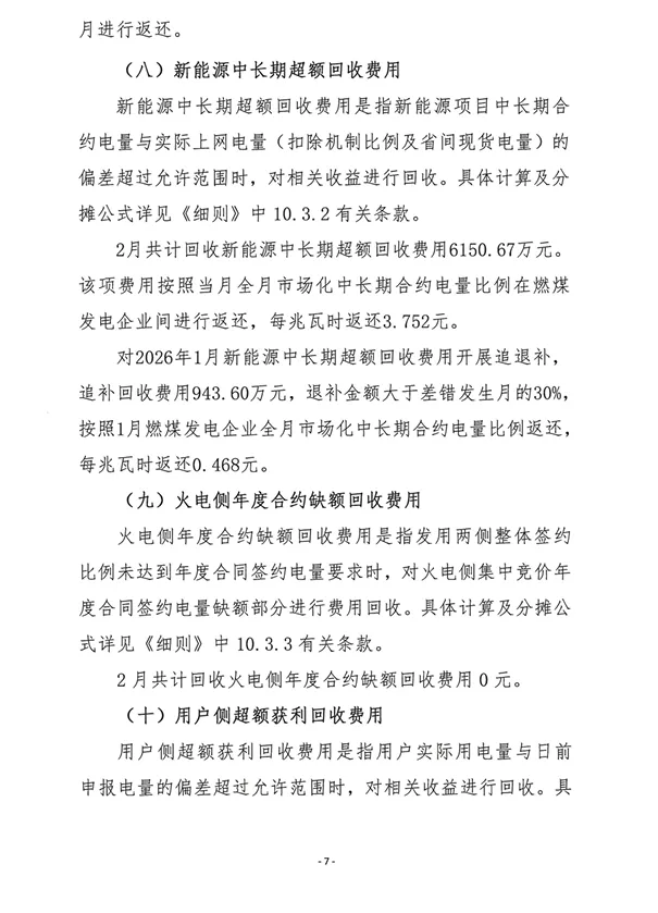 山西2026年2月电力市场运营费用结算情况:机组启动补偿费用1858万元,新能源超额获利回收1579.48万元