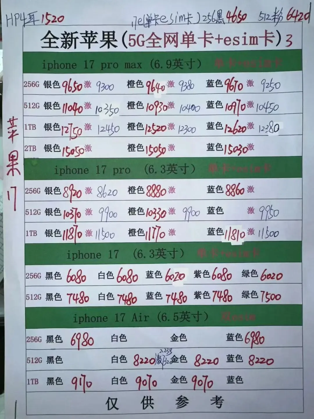 深圳华强北手机市场报价:4月3号