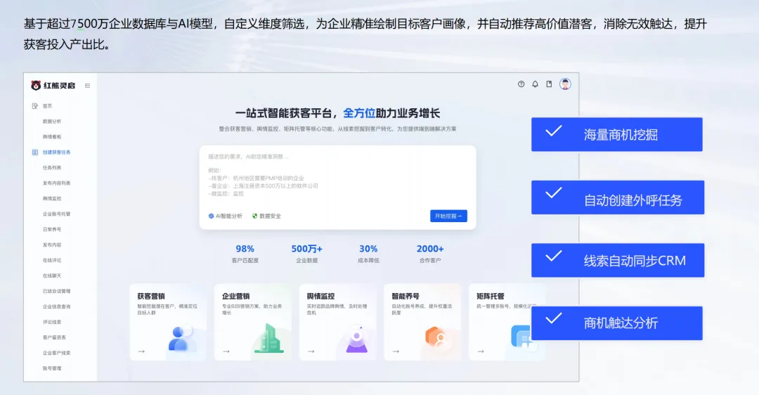喜报:红熊AI正式发布全域营销获客应用平台v1.0