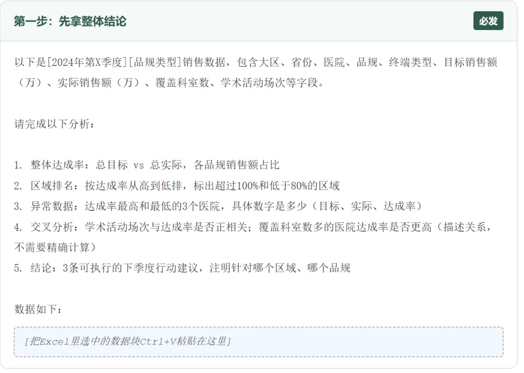 把销售数据粘给AI-10分钟出一份能汇报的分析