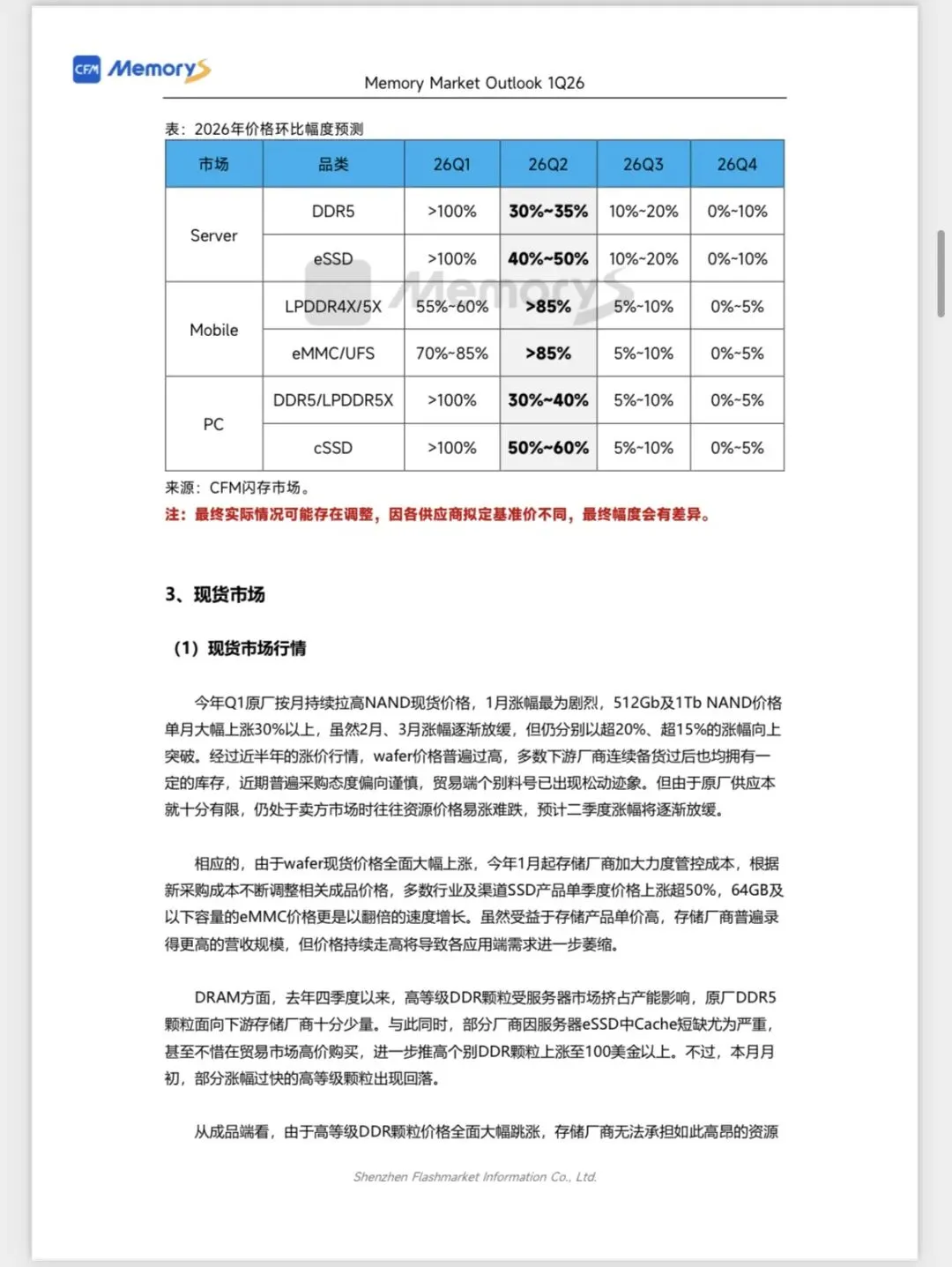 CFM闪存市场《2026Q1全球存储市场总结与Q2展望》