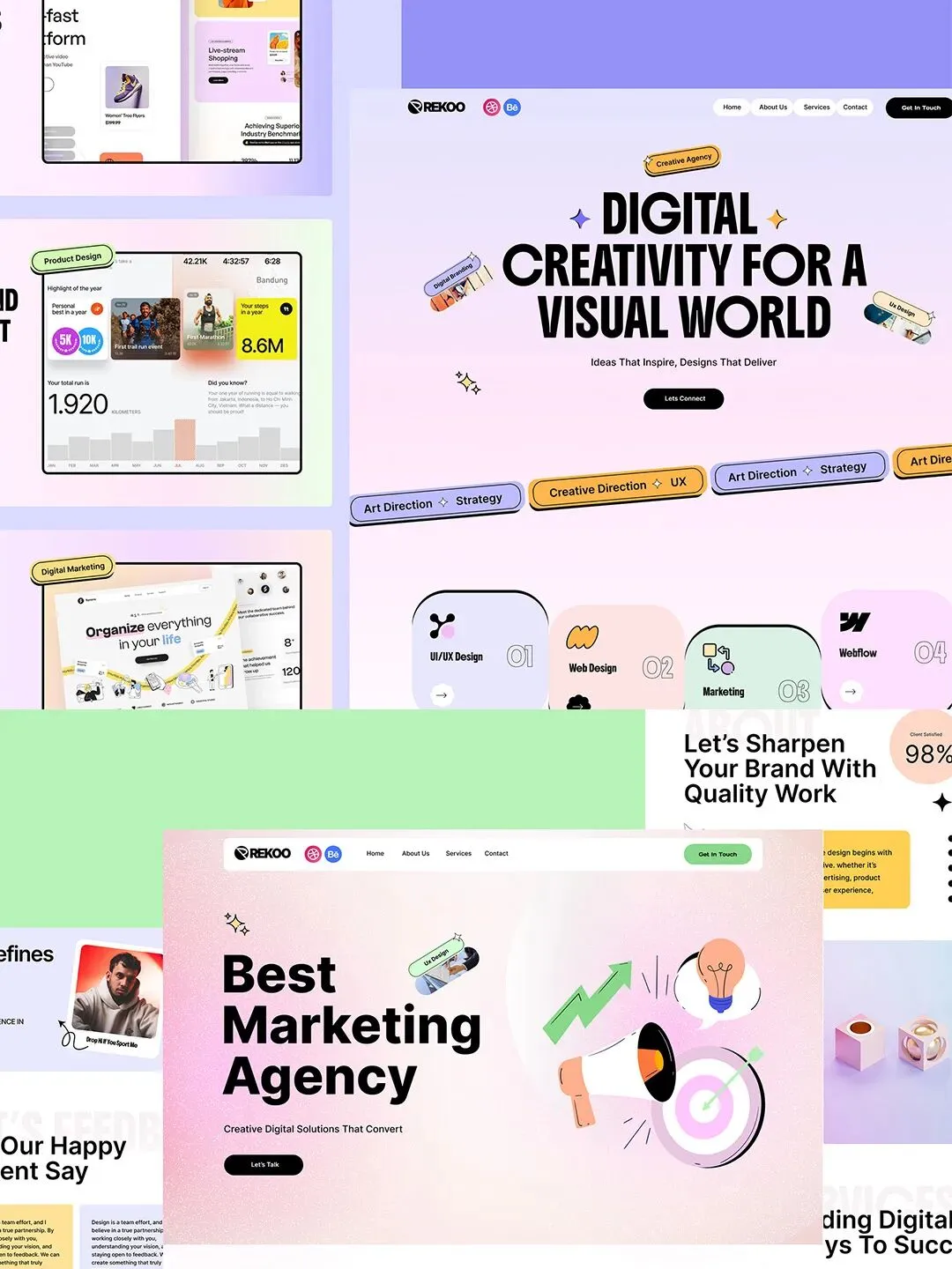 14页数字营销,设计公司网站原型作品集Figma模板(需要自己贴图)