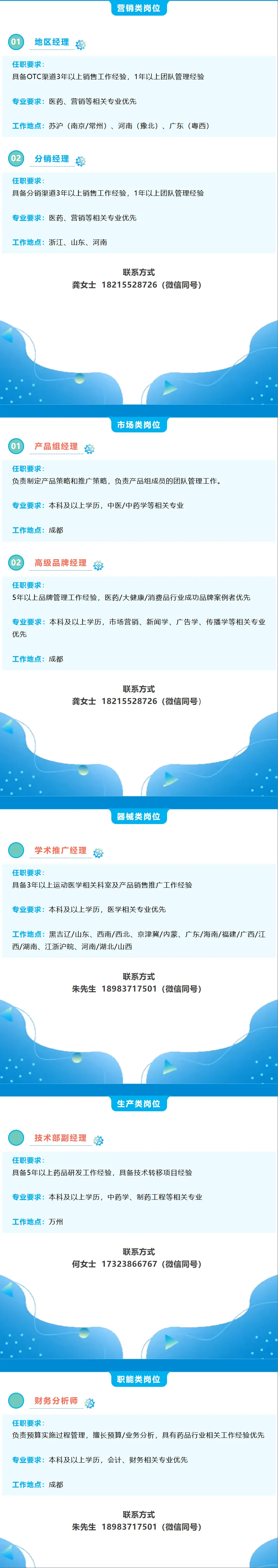 成都迪康药业股份有限公司招聘市场营销/技术/职能类岗位