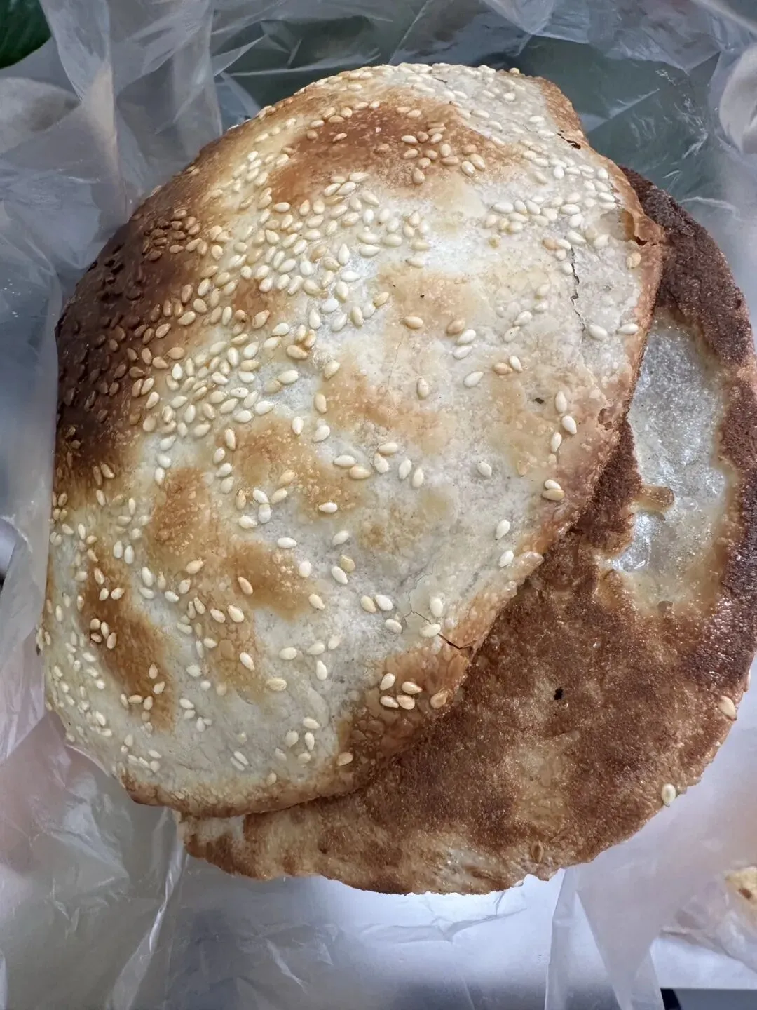 市场买的玉田烧饼们和家常朝鲜面��好吃